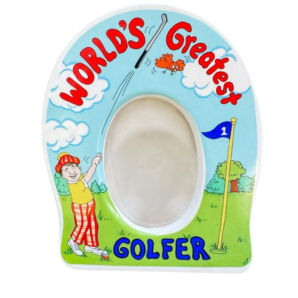 Russ Berrie Worlds Greatest Golfer Vintage Ceramic Toilet Picture Frame Gag Gift